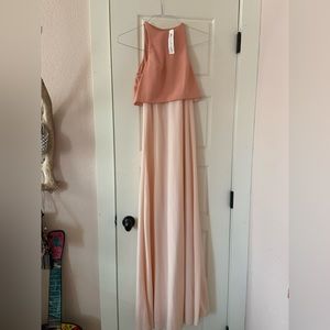 Full length pink dress